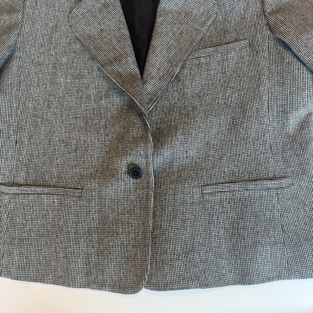 Evan Picone Black & White Tweed Blazer Wool Lined Size 14 Classic Career Jacket - Picture 6 of 14